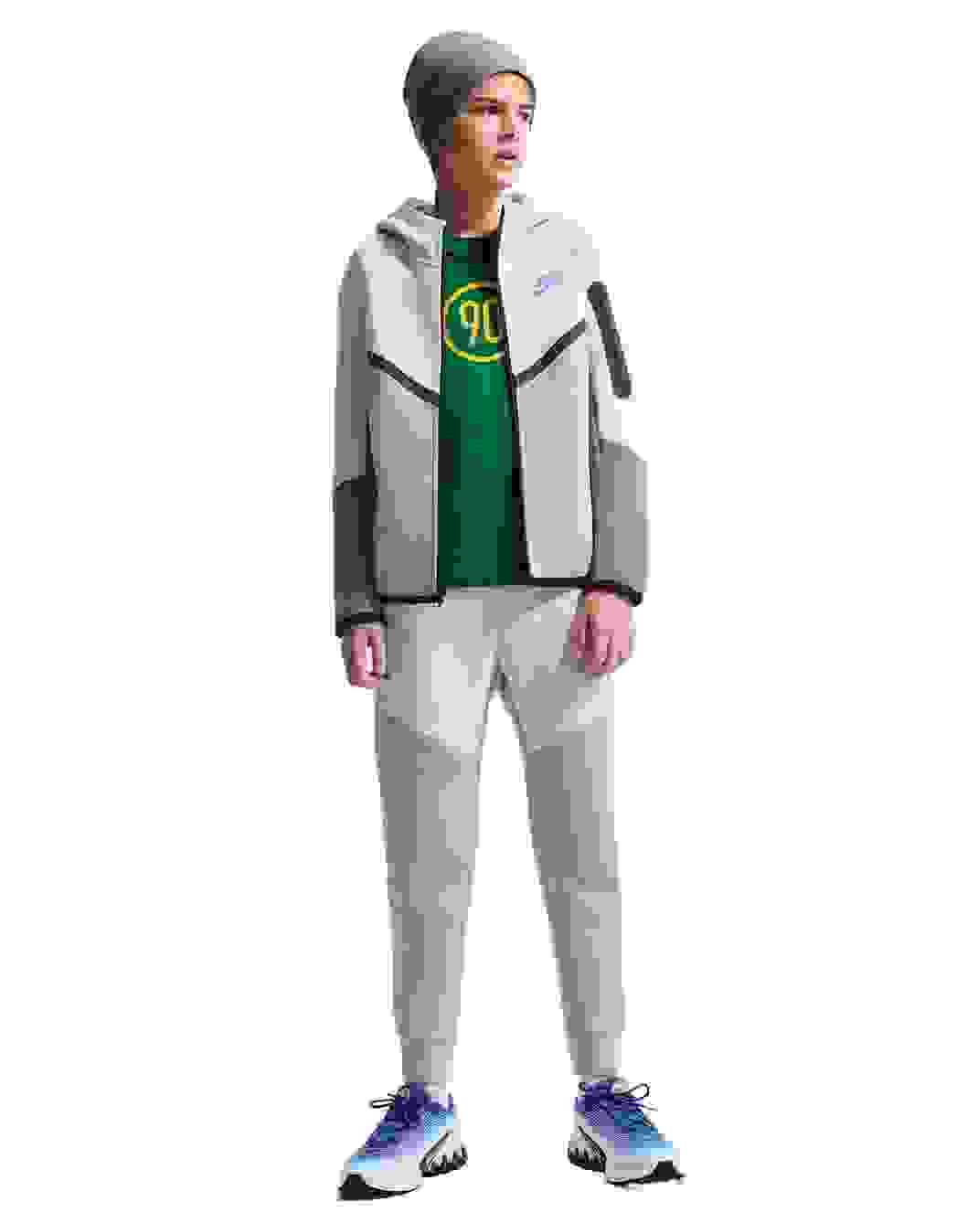 Nike Sportswear Tech Fleece Big Kids' Grey Full-Zip Hooded Jacket